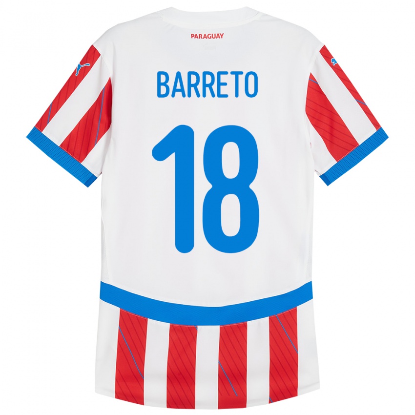 Heren Paraguay Liz Barreto #18 Wit Rood Thuisshirt Thuistenue 24-26 T-Shirt