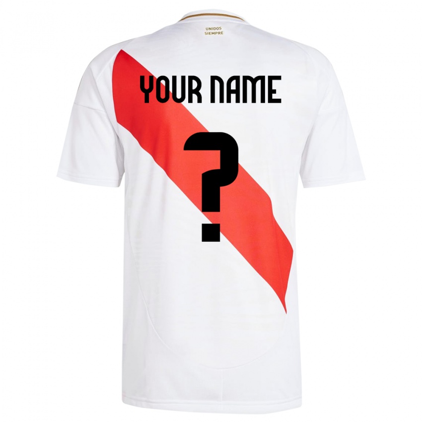 Heren Peru Uw Naam #0 Wit Thuisshirt Thuistenue 24-26 T-Shirt
