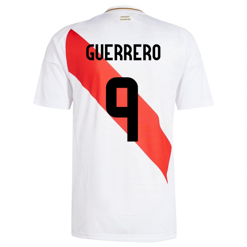 Heren Peru Paolo Guerrero #9 Wit Thuisshirt Thuistenue 24-26 T-Shirt
