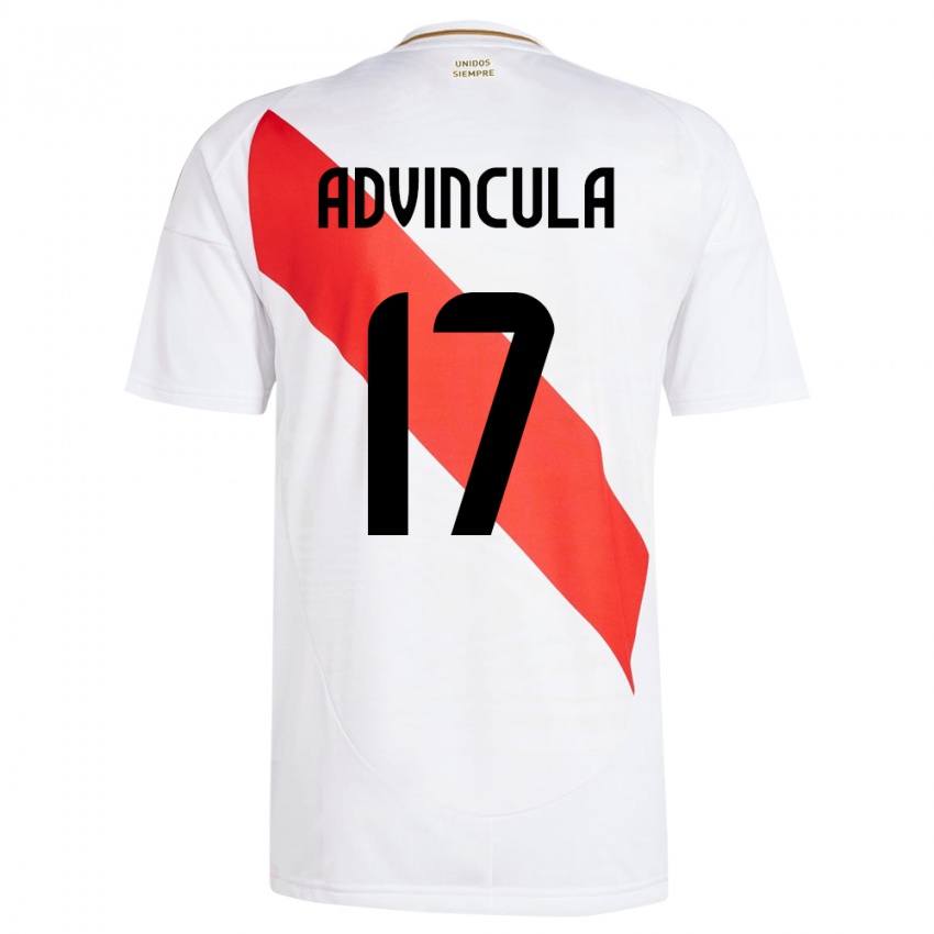 Heren Peru Luis Advíncula #17 Wit Thuisshirt Thuistenue 24-26 T-Shirt