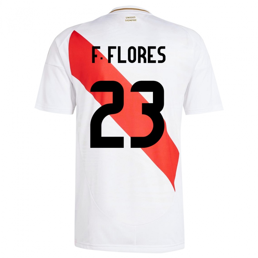 Heren Peru Franchesco Flores #23 Wit Thuisshirt Thuistenue 24-26 T-Shirt