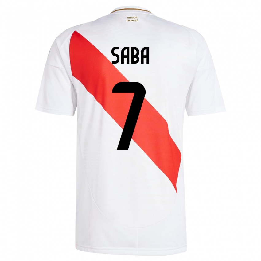 Heren Peru Emilio Saba #7 Wit Thuisshirt Thuistenue 24-26 T-Shirt