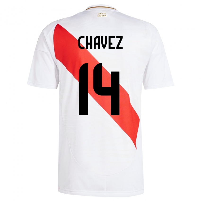 Heren Peru Felipe Chávez #14 Wit Thuisshirt Thuistenue 24-26 T-Shirt