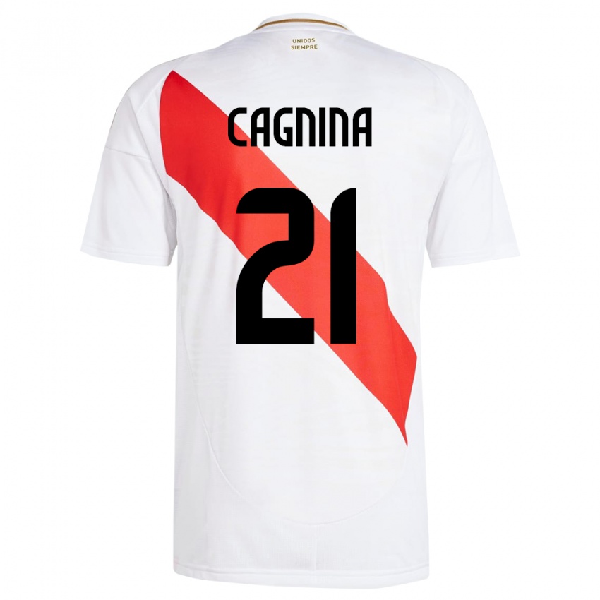 Heren Peru Grace Cagnina #21 Wit Thuisshirt Thuistenue 24-26 T-Shirt