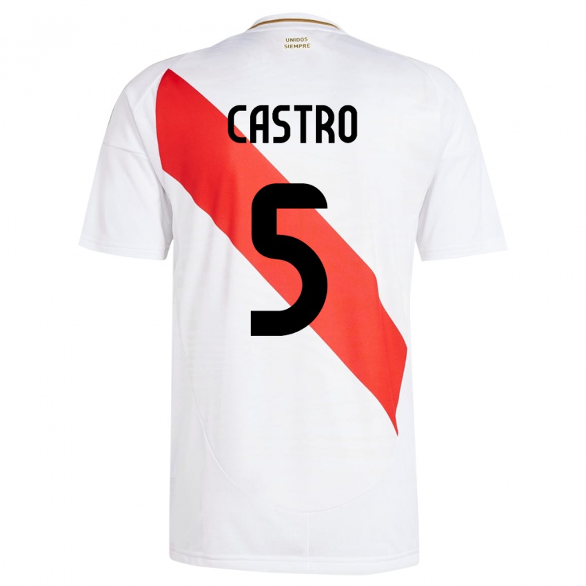 Heren Peru Rosa Castro #5 Wit Thuisshirt Thuistenue 24-26 T-Shirt
