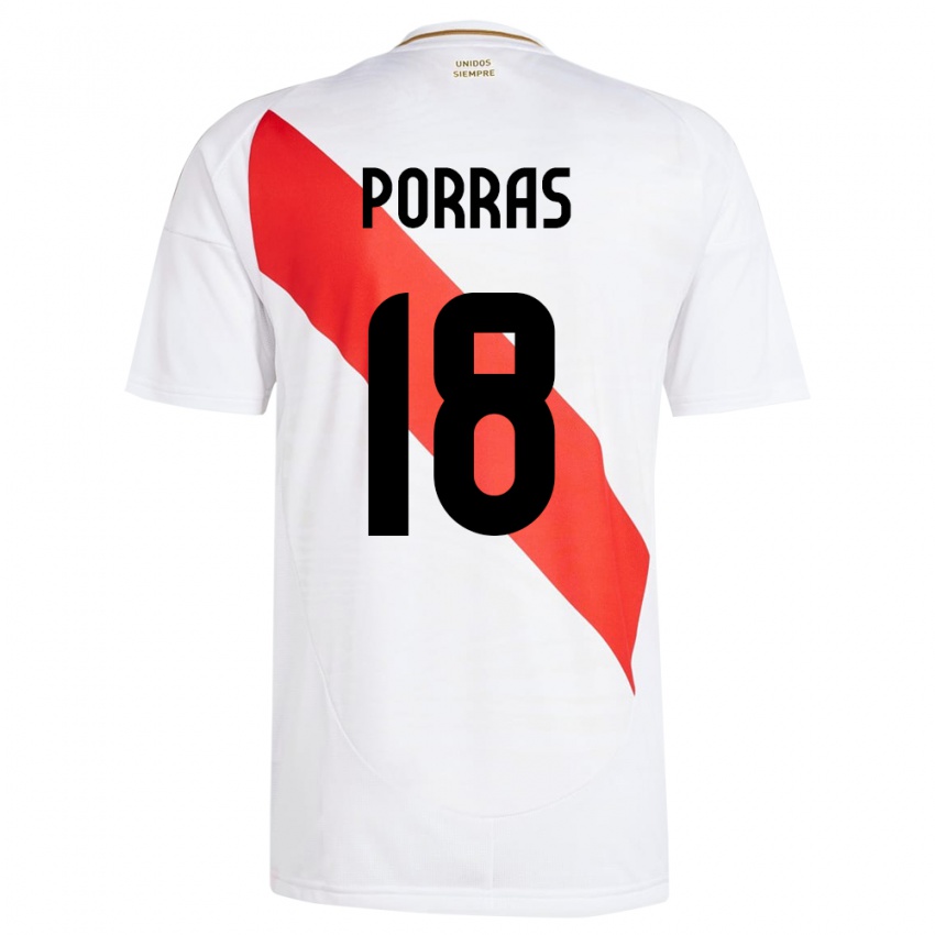 Heren Peru Sashenka Porras #18 Wit Thuisshirt Thuistenue 24-26 T-Shirt