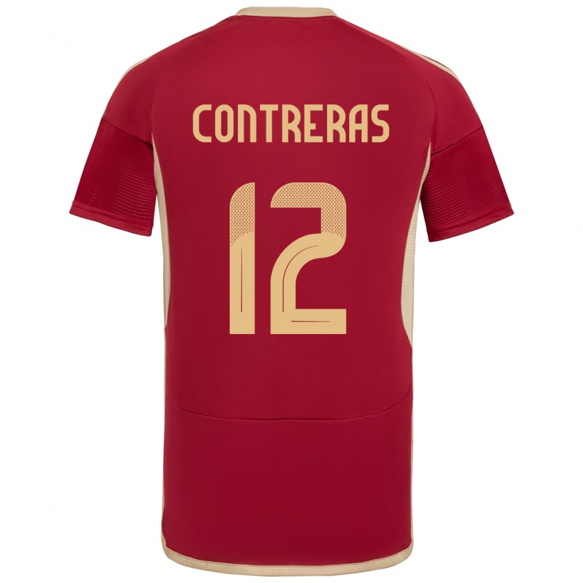 Heren Venezuela José Contreras #12 Bourgondië Thuisshirt Thuistenue 24-26 T-Shirt