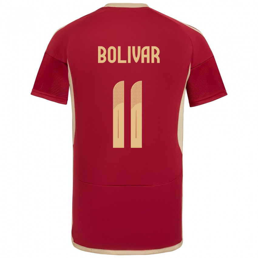 Heren Venezuela Jovanny Bolívar #11 Bourgondië Thuisshirt Thuistenue 24-26 T-Shirt