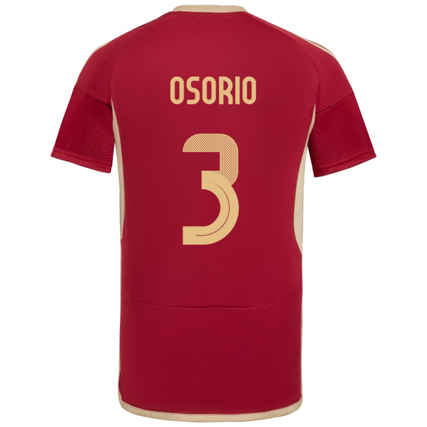 Heren Venezuela Yordan Osorio #3 Bourgondië Thuisshirt Thuistenue 24-26 T-Shirt