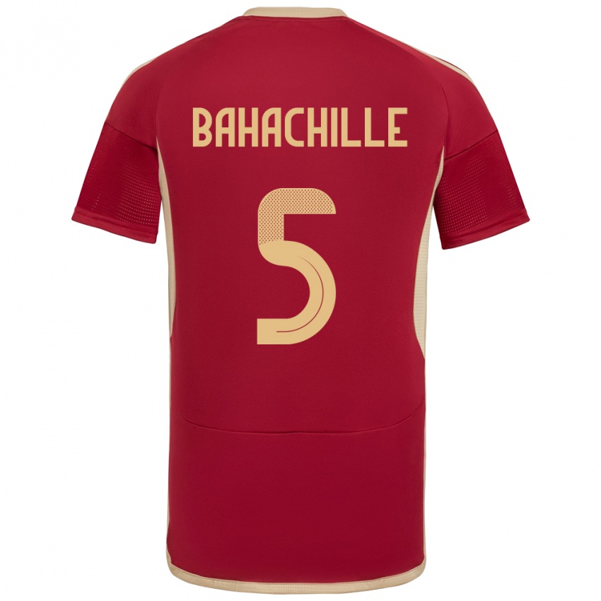 Heren Venezuela Abraham Bahachille #5 Bourgondië Thuisshirt Thuistenue 24-26 T-Shirt