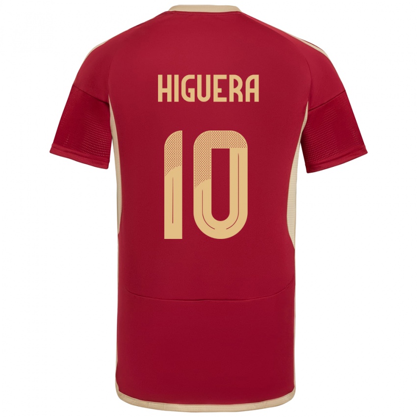 Heren Venezuela Enyerliannys Higuera #10 Bourgondië Thuisshirt Thuistenue 24-26 T-Shirt