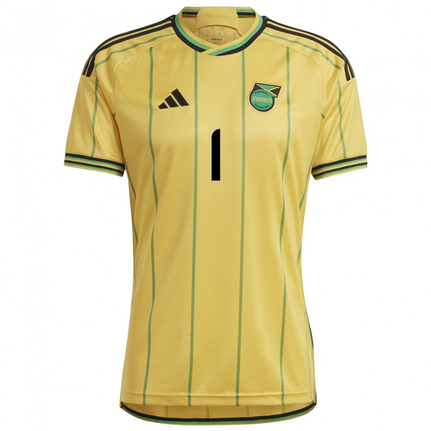 Heren Jamaica Aliyah Morgan #1 Geel Thuisshirt Thuistenue 24-26 T-Shirt