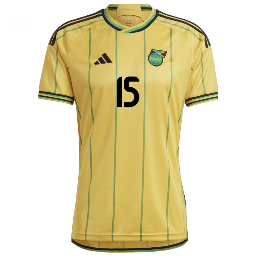 Heren Jamaica Ahir Dixon #15 Geel Thuisshirt Thuistenue 24-26 T-Shirt