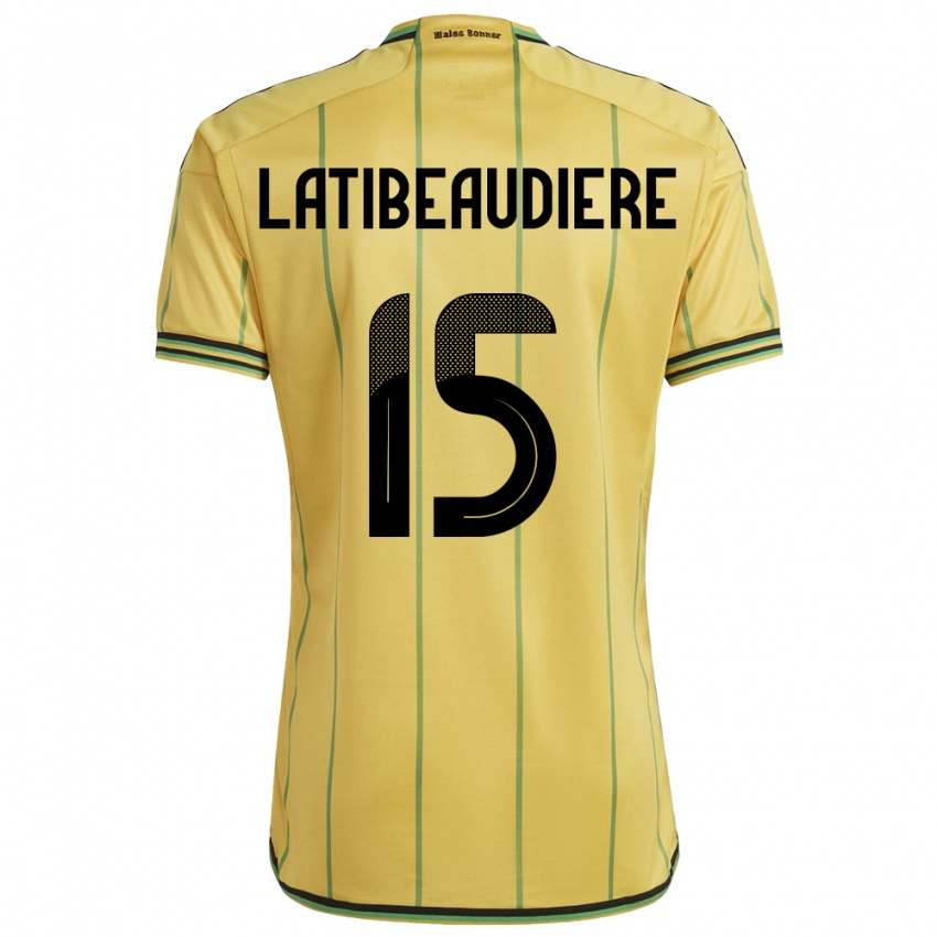 Heren Jamaica Joel Latibeaudiere #15 Geel Thuisshirt Thuistenue 24-26 T-Shirt
