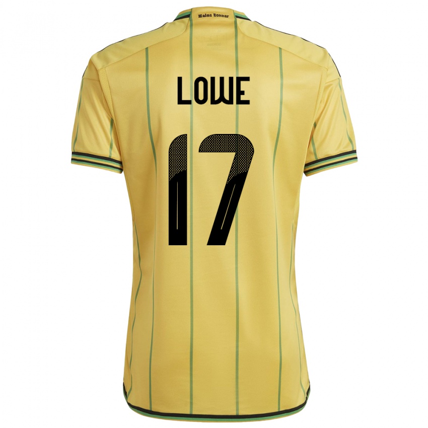 Heren Jamaica Damion Lowe #17 Geel Thuisshirt Thuistenue 24-26 T-Shirt