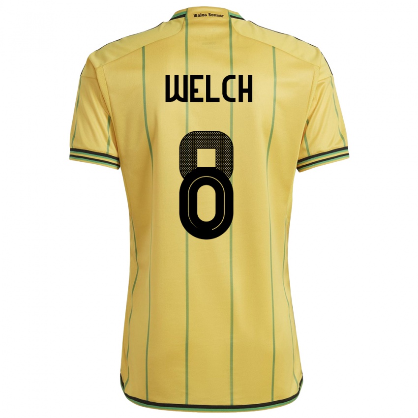 Heren Jamaica Makai Welch #8 Geel Thuisshirt Thuistenue 24-26 T-Shirt