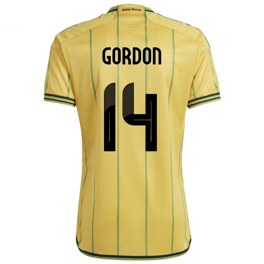 Heren Jamaica Ashton Gordon #14 Geel Thuisshirt Thuistenue 24-26 T-Shirt