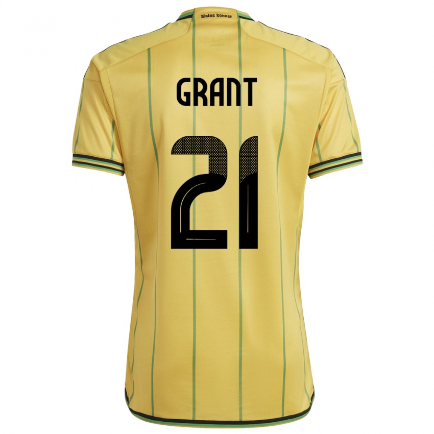 Heren Jamaica Joshua Grant #21 Geel Thuisshirt Thuistenue 24-26 T-Shirt