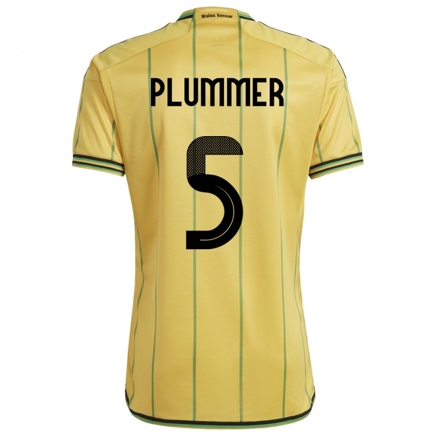 Heren Jamaica Konya Plummer #5 Geel Thuisshirt Thuistenue 24-26 T-Shirt