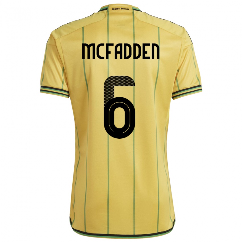 Heren Jamaica Logan Mcfadden #6 Geel Thuisshirt Thuistenue 24-26 T-Shirt
