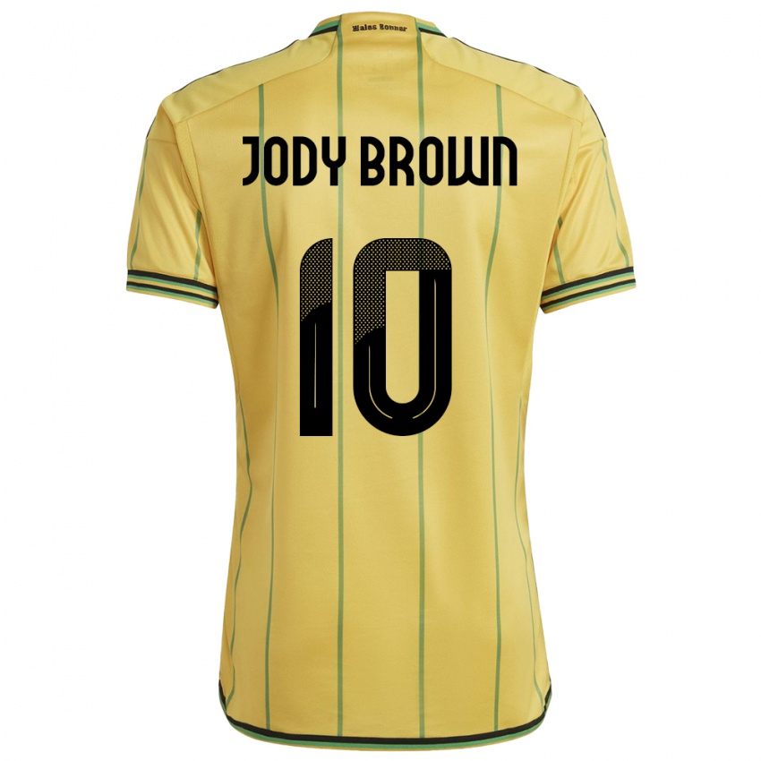 Heren Jamaica Jody Brown #10 Geel Thuisshirt Thuistenue 24-26 T-Shirt