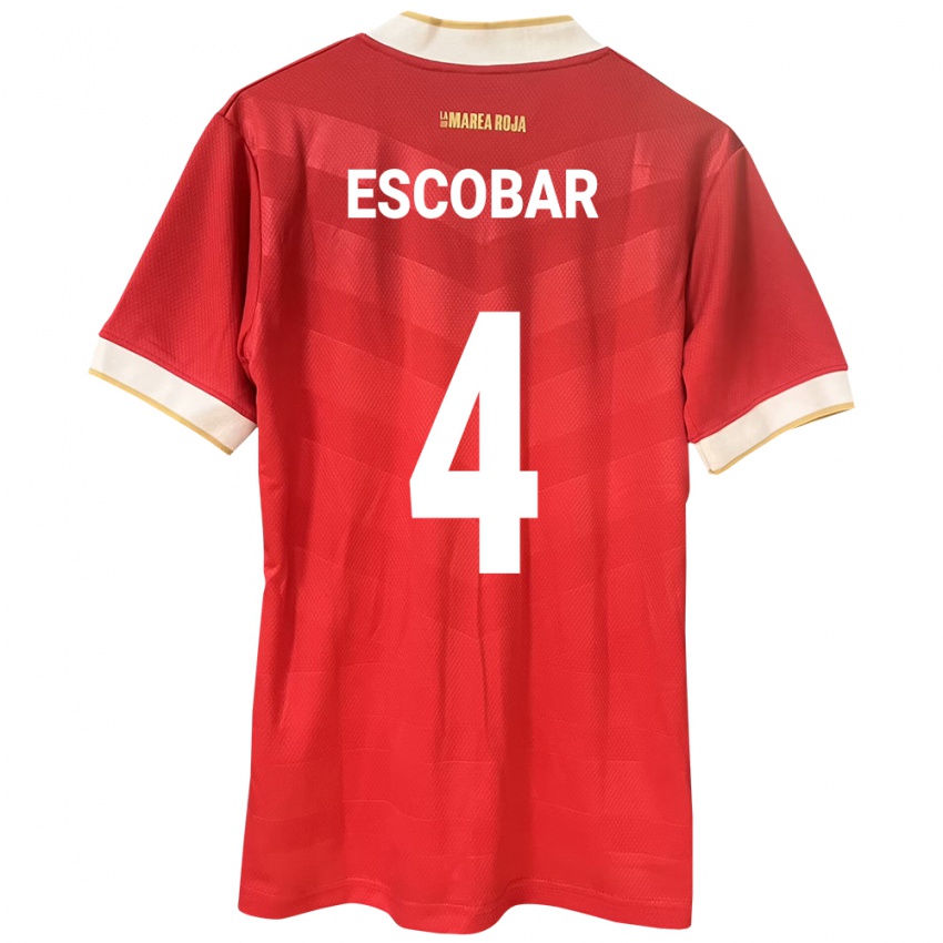 Heren Panama Fidel Escobar #4 Rood Thuisshirt Thuistenue 24-26 T-Shirt