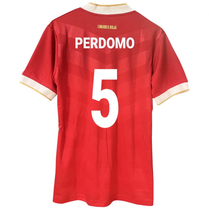 Heren Panama Reyniel Perdomo #5 Rood Thuisshirt Thuistenue 24-26 T-Shirt