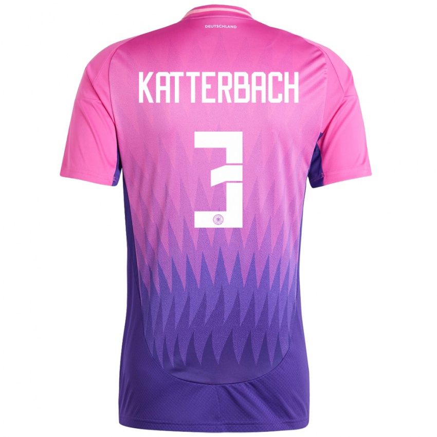 Heren Duitsland Noah Katterbach #3 Roze Paars Uitshirt Uittenue 24-26 T-Shirt