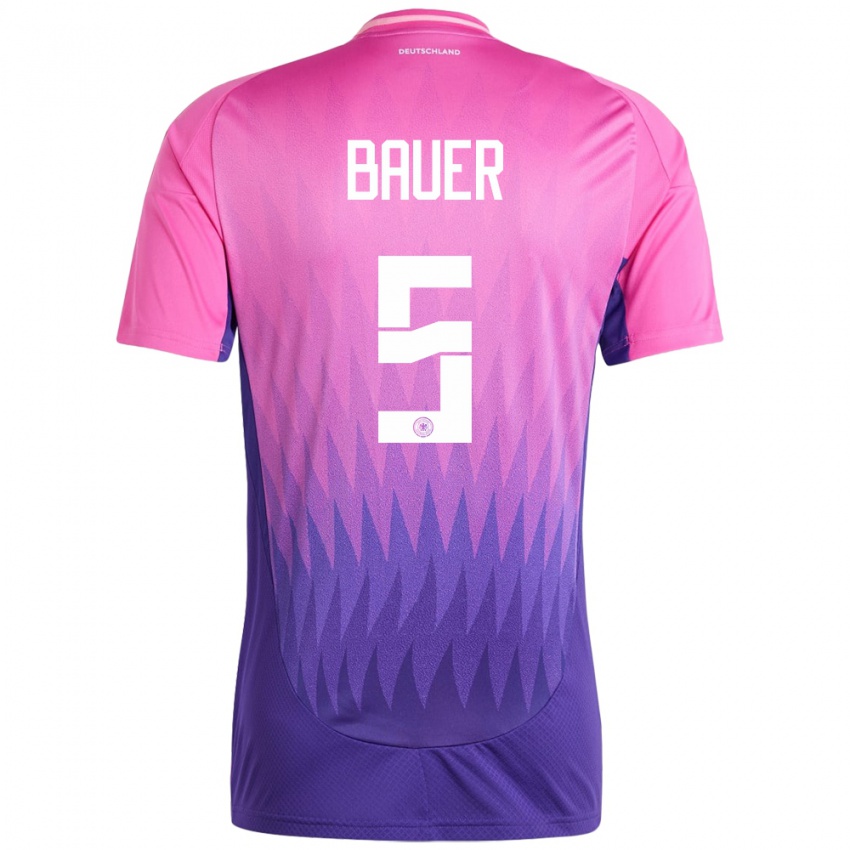 Heren Duitsland Maximilian Bauer #5 Roze Paars Uitshirt Uittenue 24-26 T-Shirt