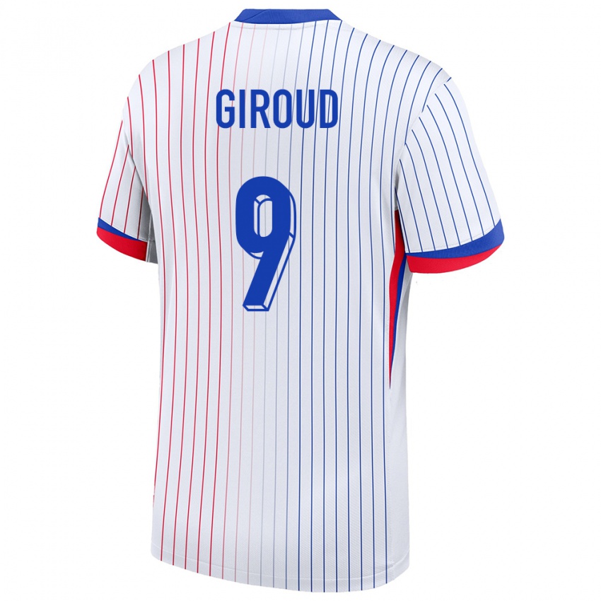 Heren Frankrijk Olivier Giroud #9 Wit Uitshirt Uittenue 24-26 T-Shirt