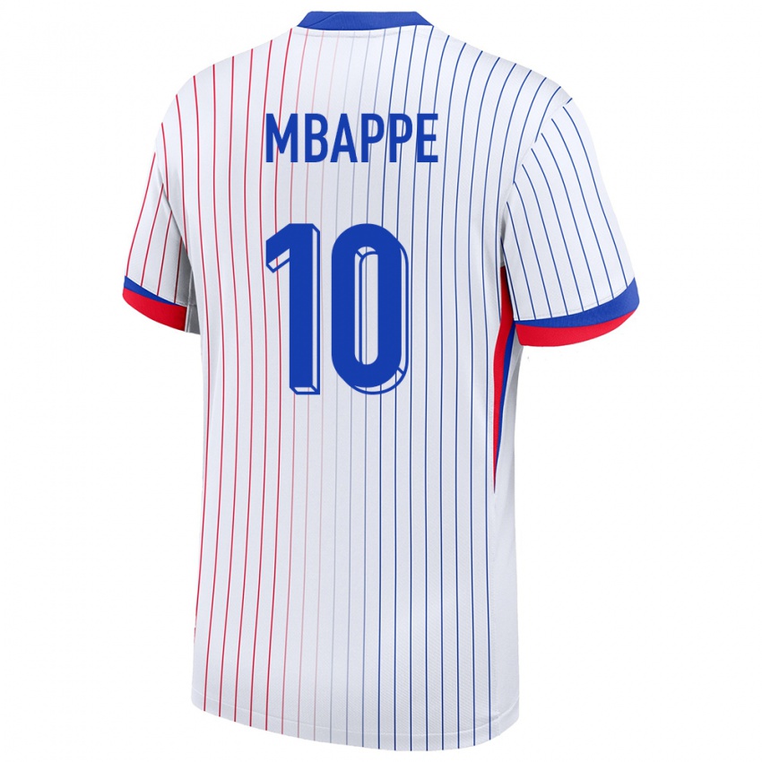 Heren Frankrijk Kylian Mbappe #10 Wit Uitshirt Uittenue 24-26 T-Shirt