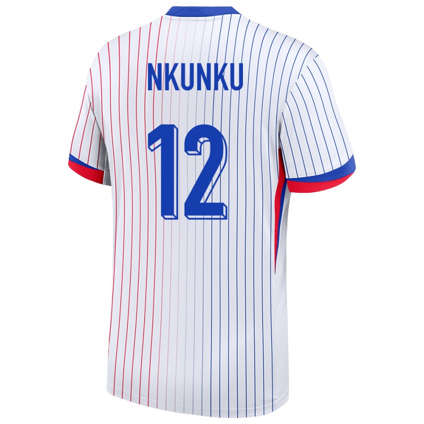 Heren Frankrijk Christopher Nkunku #12 Wit Uitshirt Uittenue 24-26 T-Shirt