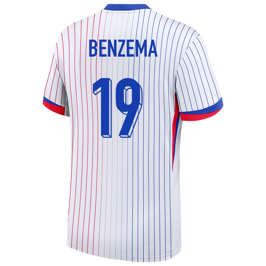 Heren Frankrijk Karim Benzema #19 Wit Uitshirt Uittenue 24-26 T-Shirt