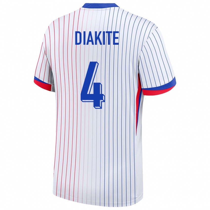 Heren Frankrijk Bafode Diakite #4 Wit Uitshirt Uittenue 24-26 T-Shirt