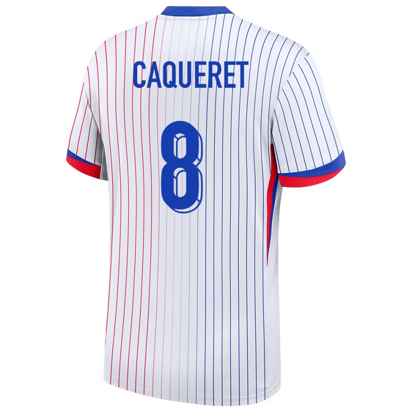 Heren Frankrijk Maxence Caqueret #8 Wit Uitshirt Uittenue 24-26 T-Shirt