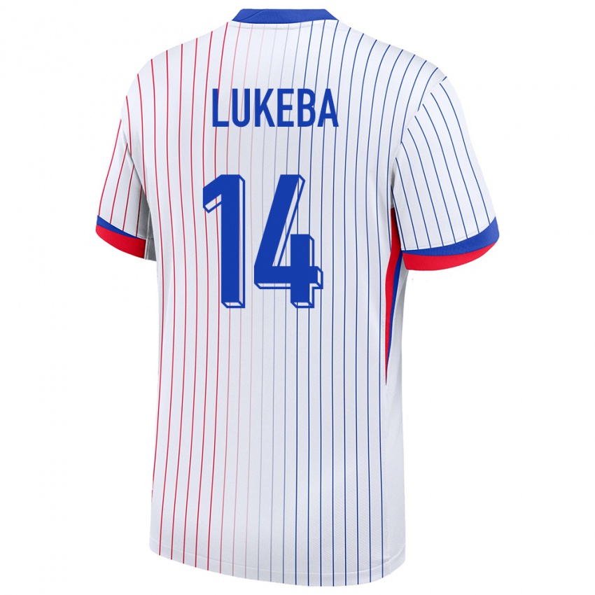 Heren Frankrijk Castello Lukeba #14 Wit Uitshirt Uittenue 24-26 T-Shirt