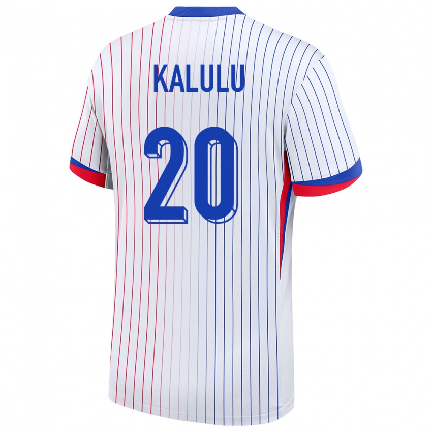 Heren Frankrijk Pierre Kalulu #20 Wit Uitshirt Uittenue 24-26 T-Shirt