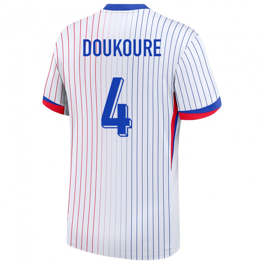 Heren Frankrijk Ismael Doukoure #4 Wit Uitshirt Uittenue 24-26 T-Shirt