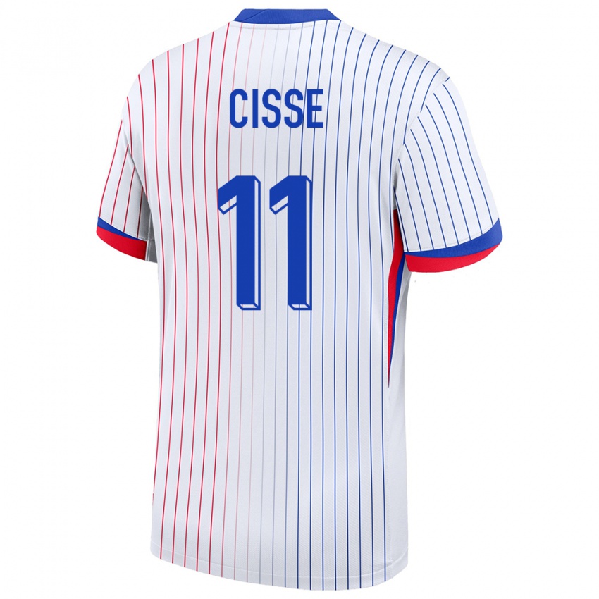 Heren Frankrijk Lamine Cisse #11 Wit Uitshirt Uittenue 24-26 T-Shirt