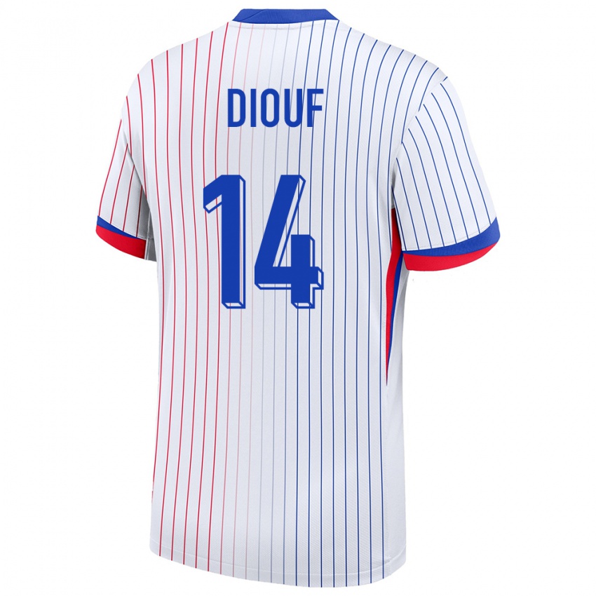 Heren Frankrijk Andy Diouf #14 Wit Uitshirt Uittenue 24-26 T-Shirt