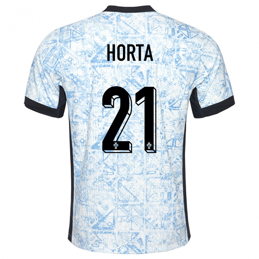 Heren Portugal Ricardo Horta #21 Crème Blauw Uitshirt Uittenue 24-26 T-Shirt