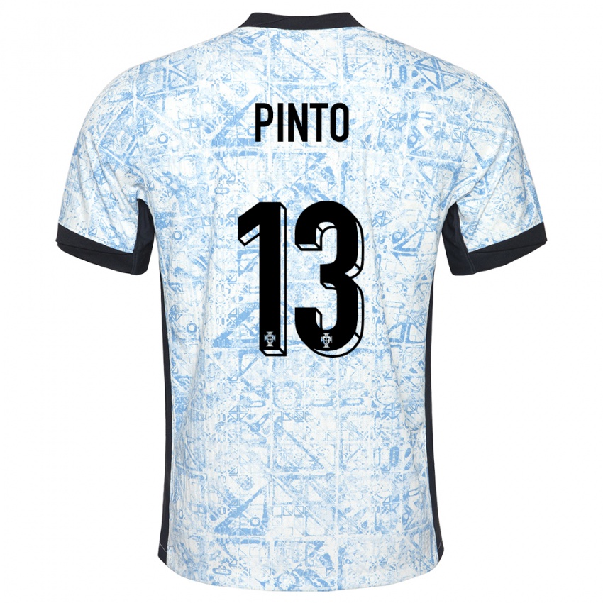 Heren Portugal Fatima Pinto #13 Crème Blauw Uitshirt Uittenue 24-26 T-Shirt