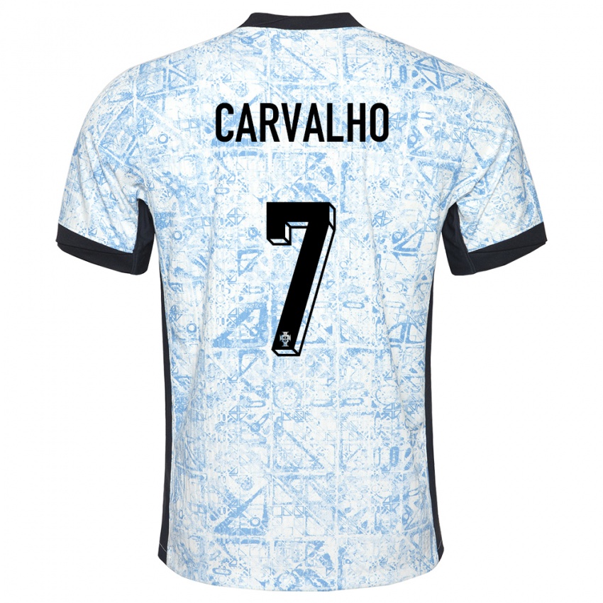 Heren Portugal Fabio Carvalho #7 Crème Blauw Uitshirt Uittenue 24-26 T-Shirt