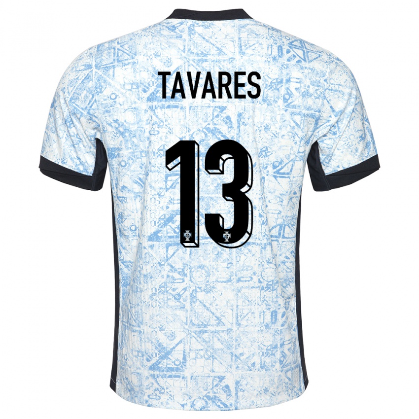 Heren Portugal Nuno Tavares #13 Crème Blauw Uitshirt Uittenue 24-26 T-Shirt