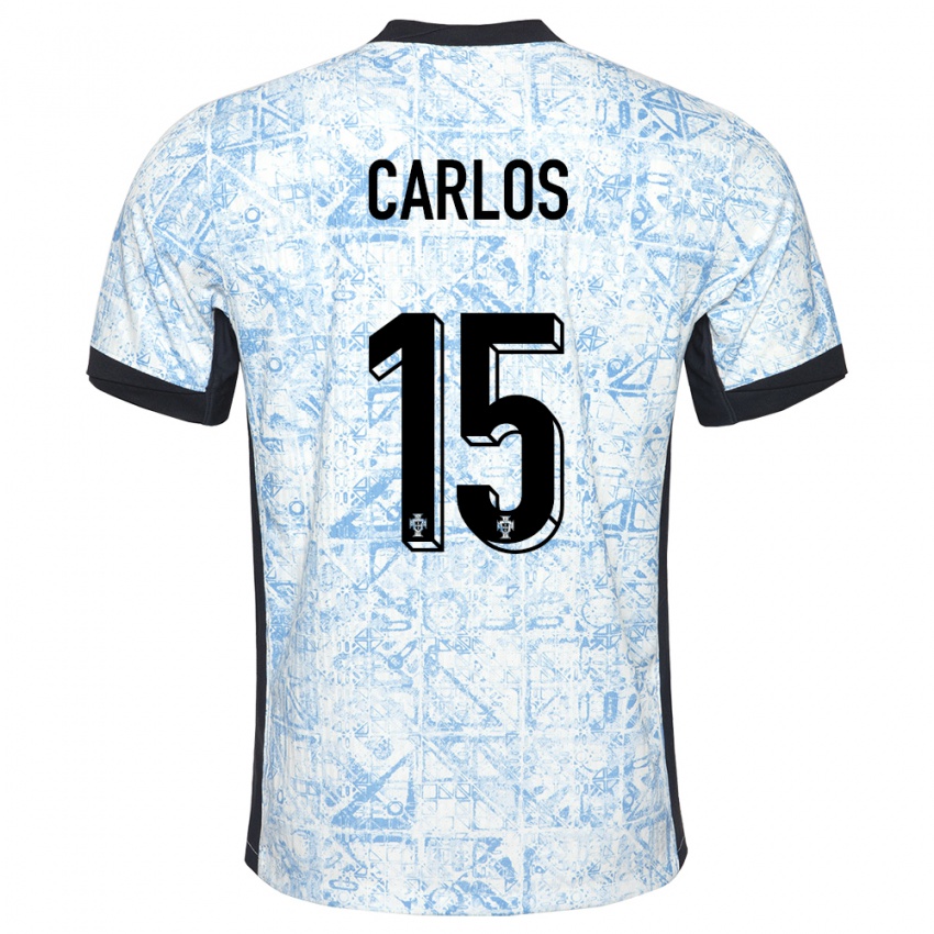 Heren Portugal Ze Carlos #15 Crème Blauw Uitshirt Uittenue 24-26 T-Shirt