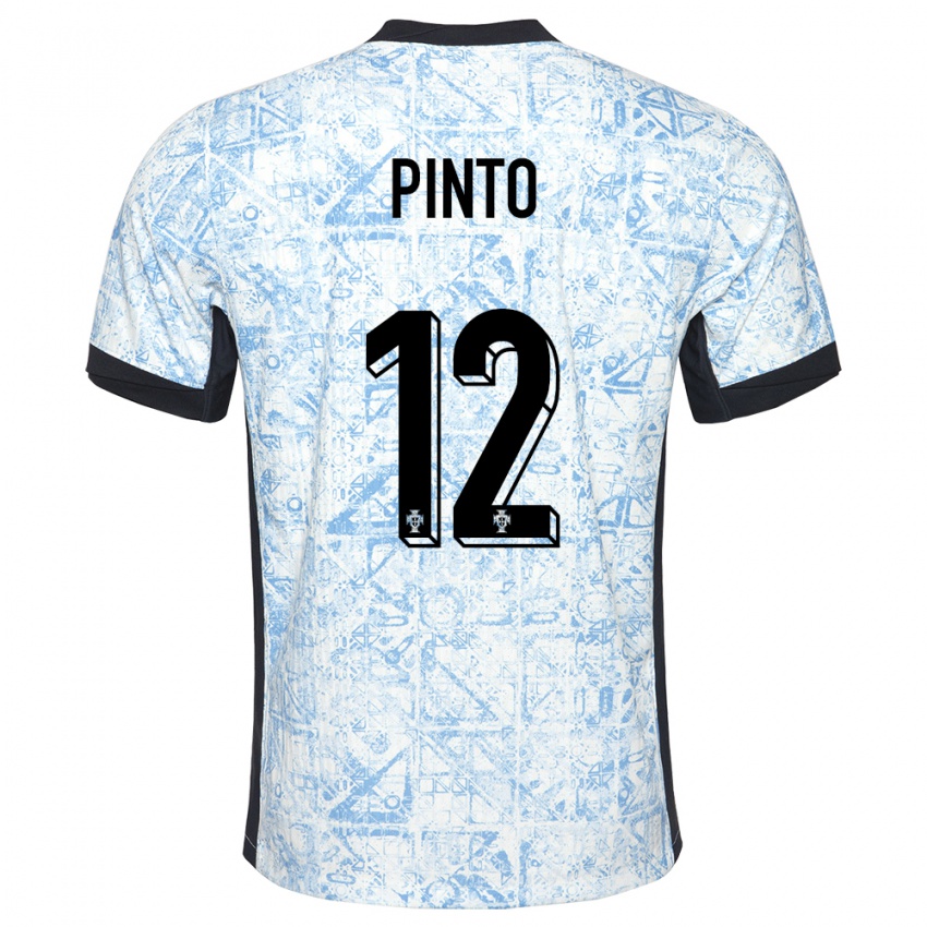 Heren Portugal Diogo Pinto #12 Crème Blauw Uitshirt Uittenue 24-26 T-Shirt