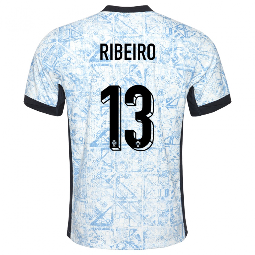 Heren Portugal Antonio Ribeiro #13 Crème Blauw Uitshirt Uittenue 24-26 T-Shirt