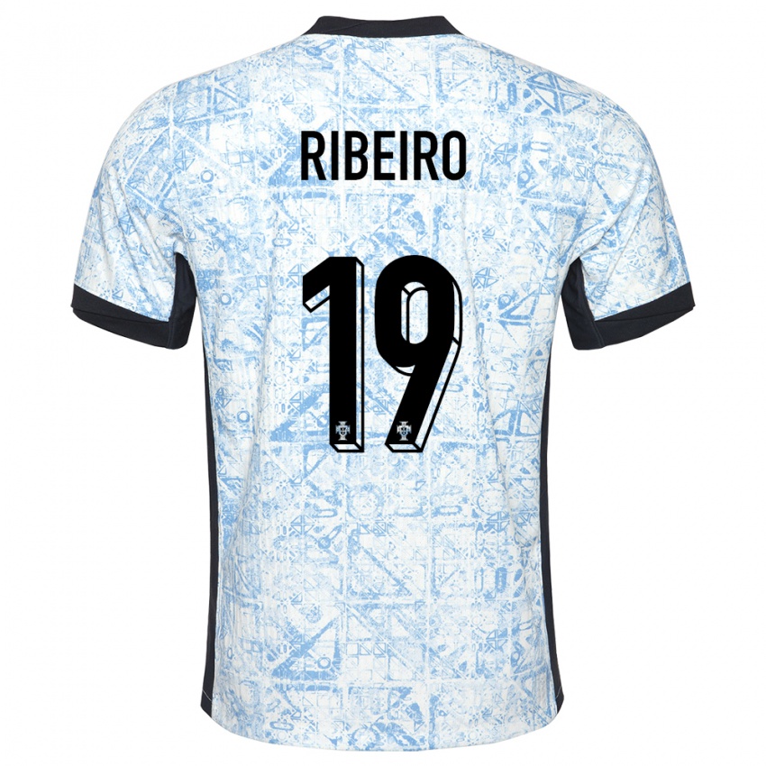 Heren Portugal Rodrigo Ribeiro #19 Crème Blauw Uitshirt Uittenue 24-26 T-Shirt