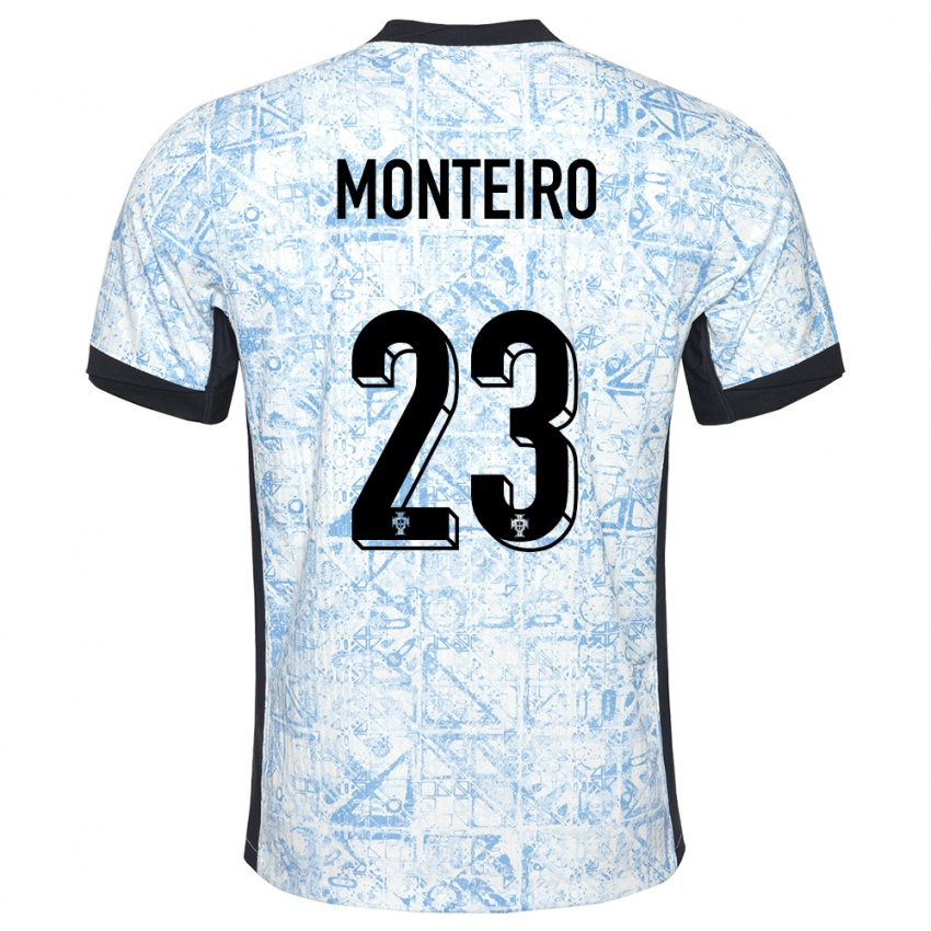 Heren Portugal David Monteiro #23 Crème Blauw Uitshirt Uittenue 24-26 T-Shirt