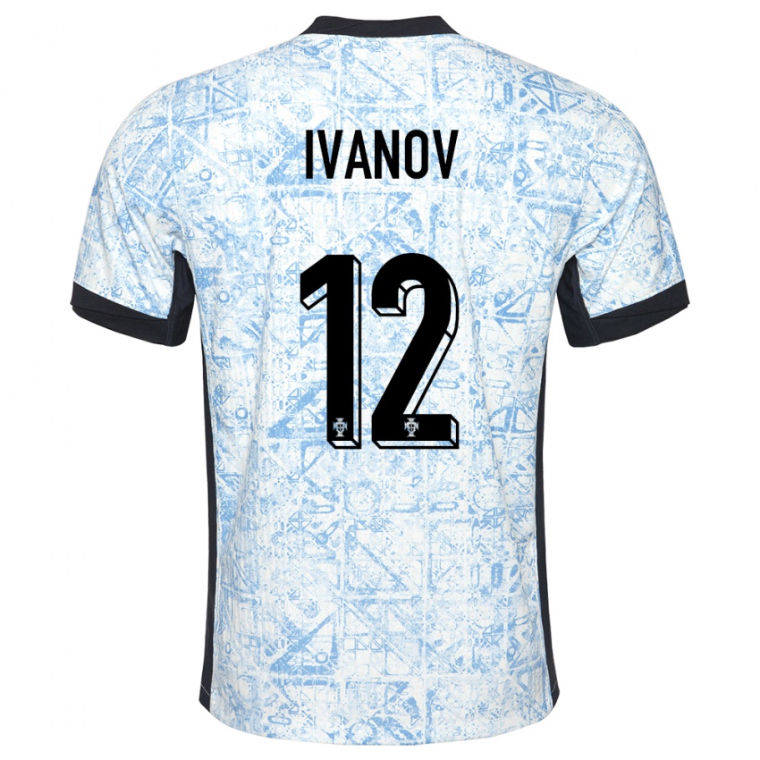 Heren Portugal David Ivanov #12 Crème Blauw Uitshirt Uittenue 24-26 T-Shirt